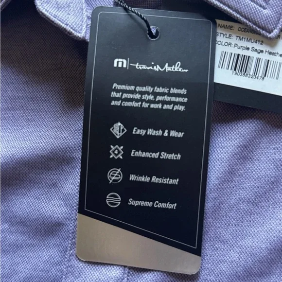 Travis Mathew Golf Polo Shirt Mens XXL Purple NWT The Oceanside Heather Polo - Picture 5 of 8
